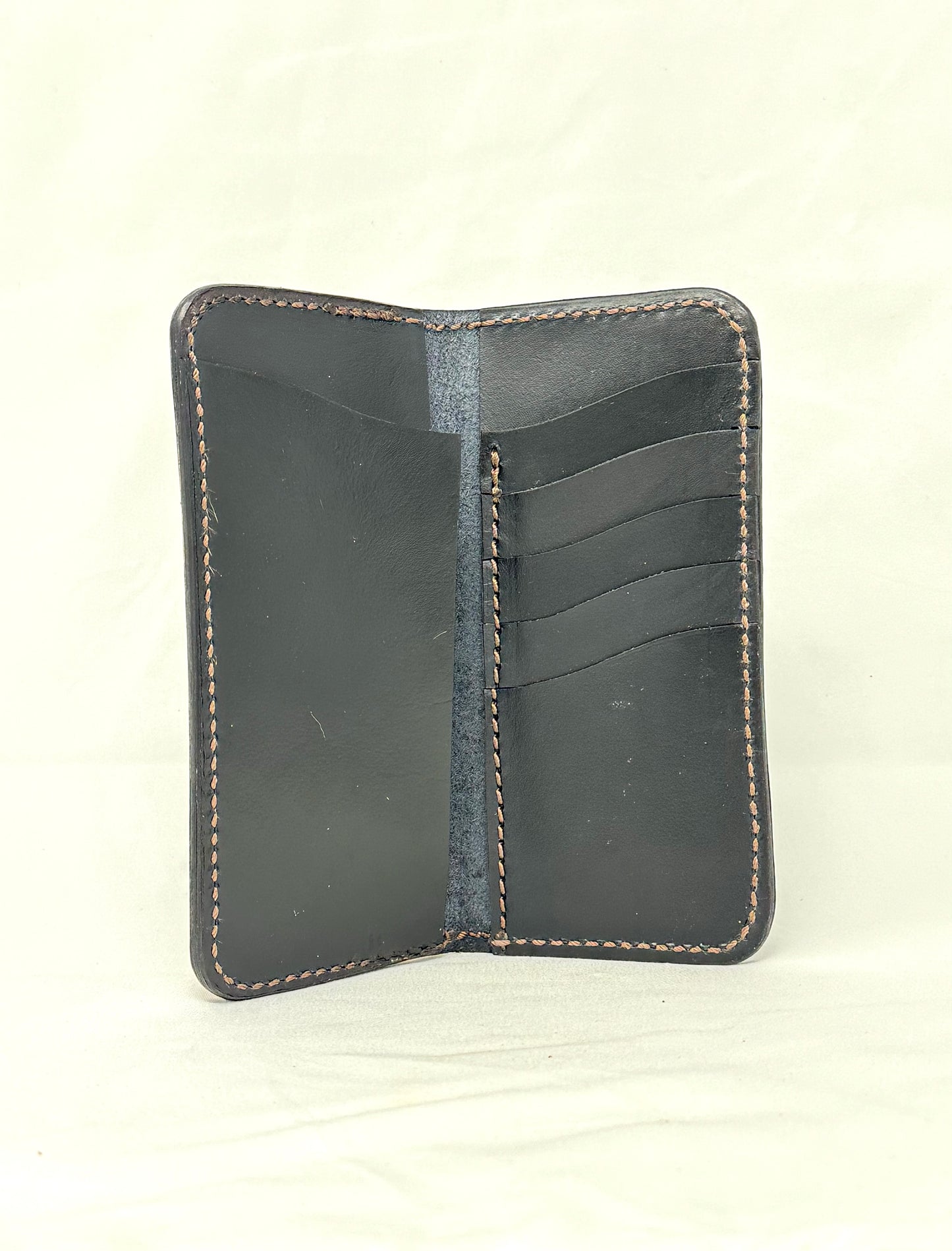 Hand Tooled Long Wallet, Black interior.